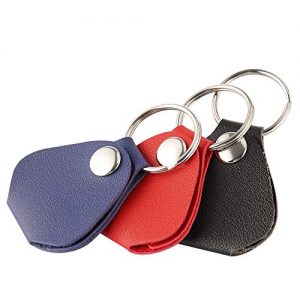 3 Pack Mini Guitar Picks Holder Case PU Leather Keychain - Image 2