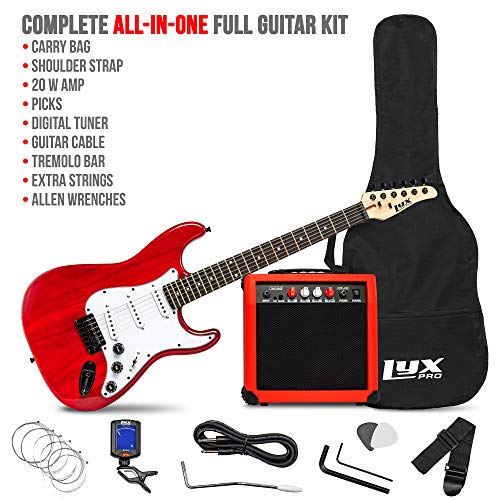 39-Inch Electric Guitar Kit Bundle with 20W Amplifier - Perfect Starter Package in Pink
