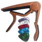 WINGO Classical Flat Guitar Capo for Nylon String Guitars-Rosewood Finish with 5 Picks.