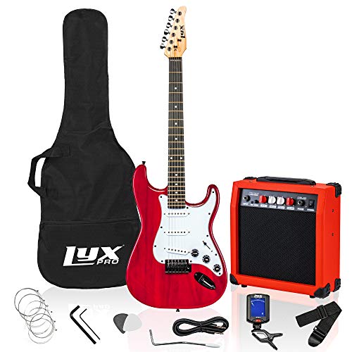 Complete 39-Inch Electric Guitar Kit Bundle with 20W Amplifier in Pink - Perfect Starter Package for Aspiring Guitarists. ?