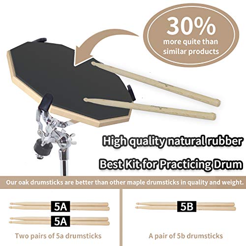 Double Sided Drum Pad with Adjustable Snare Drum Stand