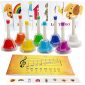 Desk Bell Set, Booklet with Songs for Handbells, Notes Cards, Stickers, 8-note Color Bells, Sheet Music