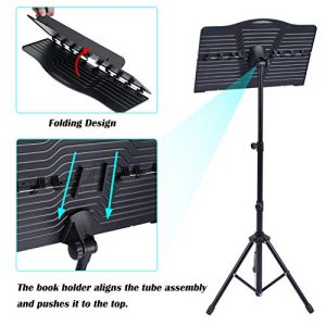 Klvied Sheet Music Stand with Violin Hanger, Portable Folding violin Stand - Image 4