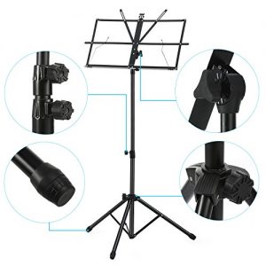 Moukey Sheet Music Stand, Adjustable Portable Folding Metal - Image 4