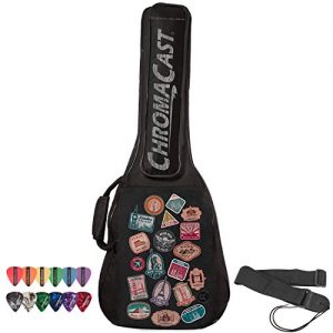 ChromaCast World Tour Graphic Two Pocket 3/4 Size Acoustic Guitar Padded Gig Bag, with Pick Sampler & Guitar Strap (CC-A3/4PB-BAG-WT-KIT-1)