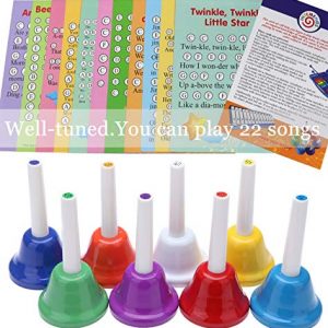 8 Diatonic Color-Coded Hand Bells with Sheet Music Book - Image 6