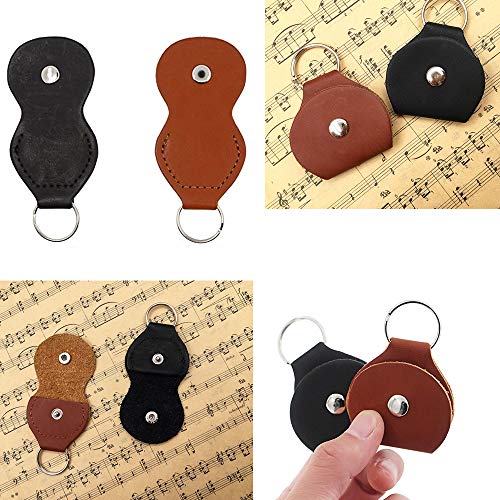 Guitar Picks Holder Case Leather Keychain Plectrum Key