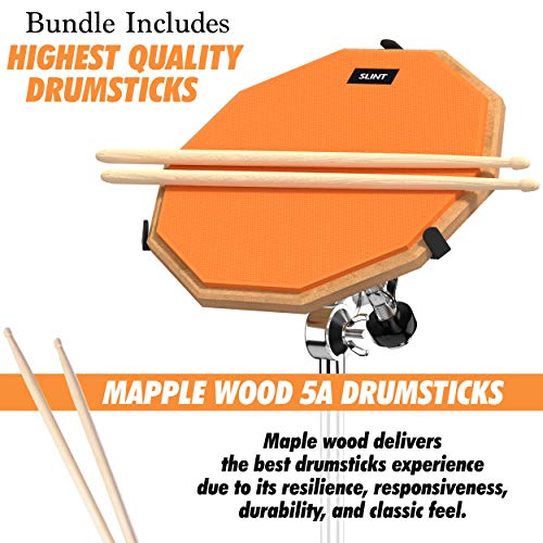 Drum Pad Double Sided with Drumsticks and Drum Bag