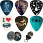 Cool Guitar Picks 12 Pack W/Tin Box & Picks Holder. Celluloid Medium Cool Picks an Awesome Gift for Men & Women Guitarists For Acoustic Electric and Bass Guitars