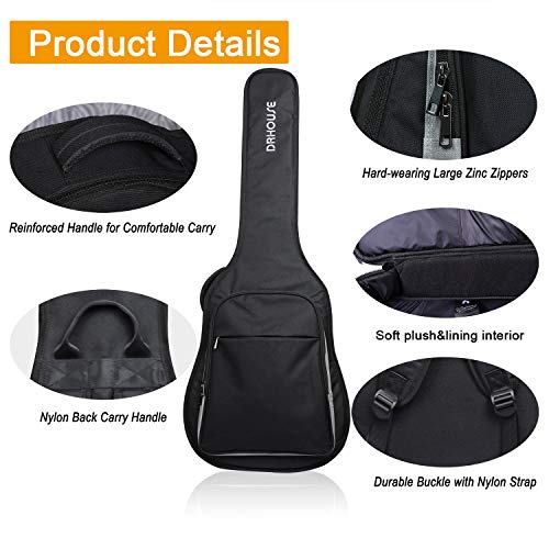 DRHOUSE Acoustic Guitar Soft Case 40 41 42 Inch 10mm