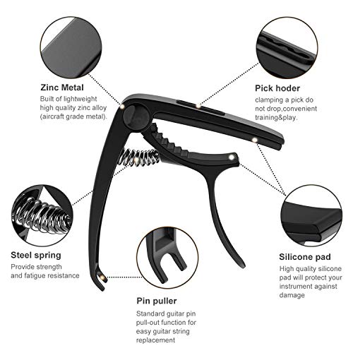 3 in 1 Metal Universal Guitar Capo with 5 Free Picks
