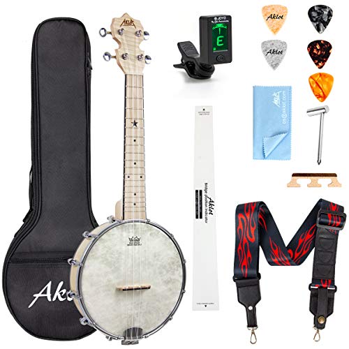 Banjo Ukulele Concert 23 inch Remo Drumhead Open Back Maple