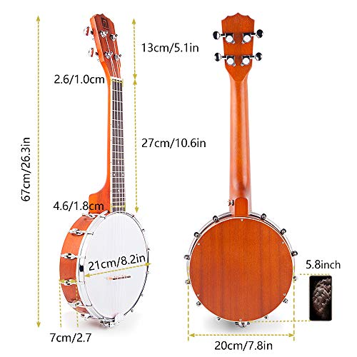 Vangoa Banjo Uke, 4 String Banjolele with Armrest