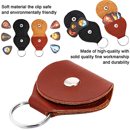 4 Pieces Guitar Picks Holder Case Leather Case Key Chain