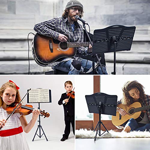 Klvied Sheet Music Stand with Violin Hanger, Portable Folding violin Stand