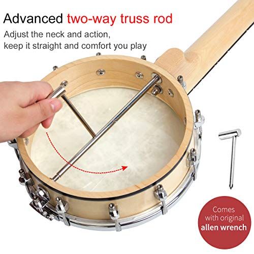 Banjo Ukulele Concert 23 inch Remo Drumhead Open Back Maple