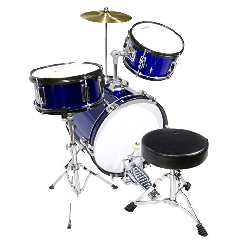 3-Piece Kids/Junior Drum Set with Adjustable Throne