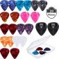 Guitar Picks & Guitar Picks Holder, 2 Black Stick-on Holders, 20 Pieces Guitar Picks, 1 Storage Case, Easy to Paste Suitable for Guitar/Electric Guitar/Bass/Ukulele (Colorful Celluloid Guitar Picks)