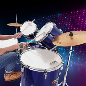Eastar 22 Inch Full-Size Drum Set for Beginners & Intermediates - Complete 5 Piece Kit with Cymbals, Stands, Stool & Sticks in Metallic Blue - Image 2
