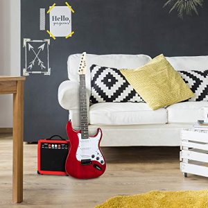 39-Inch Electric Guitar Kit Bundle with 20W Amplifier - Perfect Starter Package in Pink - Image 4