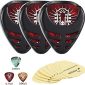 Donner 3 Pack Guitar Pick Holder Mini Sticky Style,10 Pcs Picks of Thin Medium Heavy,9 Pcs 3M Stickers for Acoustic Guitar Electric Guitar Bass Ukulele Banjo