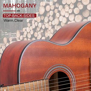 Beginner Acoustic Guitar 6 Metal Strings Mahogany - Image 7
