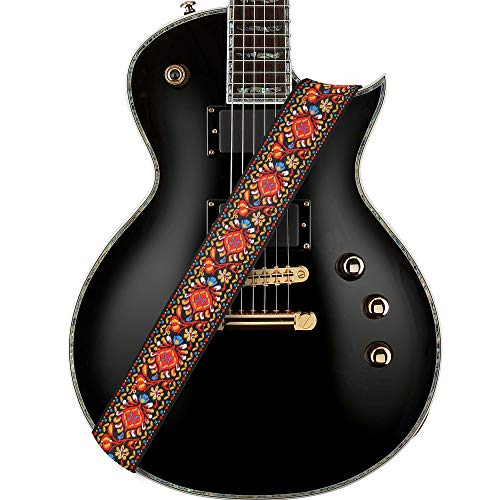 Amumu Adjustable Guitar Strap Vintage Embroidery Red Flower