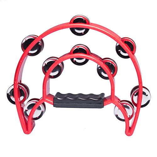 Half Moon Handheld Tambourine - Double Row 20 Pairs Jingles Musical Percussion