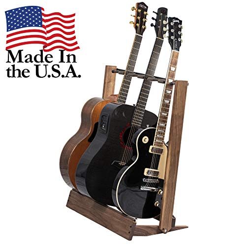 Walnut Guitar Rack String Swing CC34 Holder for Electric Acoustic and Bass Guitars – Stand Accessories for Home or Studio - Keeps Musical Instruments Safe without Hard Cases