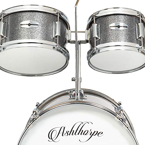 Ashthorpe 5-Piece Complete Child's Junior Drum Set with Genuine Brass Cymbals