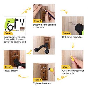 Donner Black Walnut Guitar Wall Mount Hanger 3-Packs - Image 4