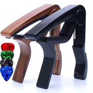 Capo Guitar Capo Rosewood Color Capo Black Capo 2-Pack Guitar Capos for Acoustic,Electric,Ukulele and Bass(1Rosewood+1 Black)