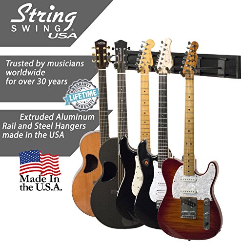 String Swing Guitar Keeper Bundle with 5 Guitar Hangers and 1 Black