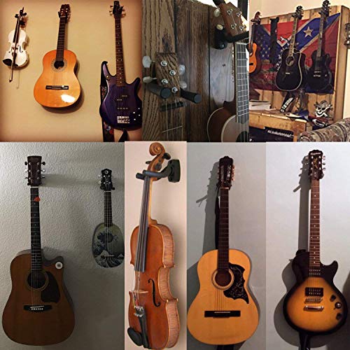 Dtown Guitar Wall Mount Hanger Set - 4 Pack Ukulele & Guitar Holder with Picks