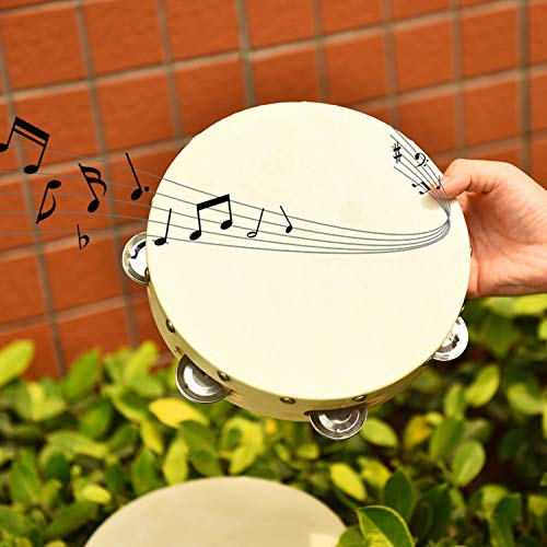 Gonioa 2 Pieces Wood Handheld Tambourine