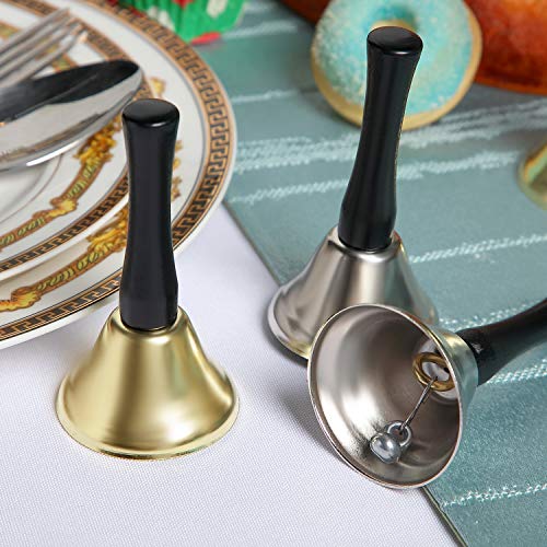 24 Pieces Hand Bells Silver Steel Service Handbells Black