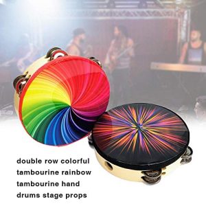 Percussion Instrument 8 Inch Double Row Colorful Tambourine - Image 3