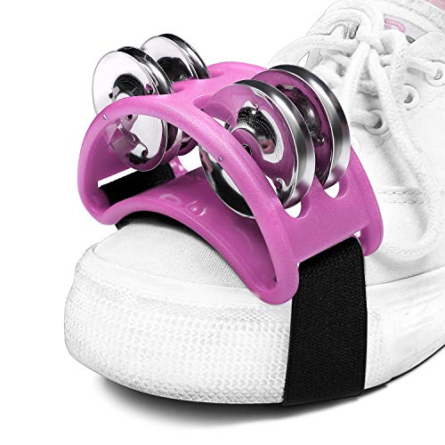 Flexzion Foot Tambourine Percussion with Double Row Steel Jingles