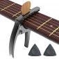 Guitar Capo 3 in 1 Zinc Alloy Metal Capo for Acoustic and Electric Guitars, Ukulele, Mandolin, Banjo, with Pick Holder and Two Guitar Picks (black)