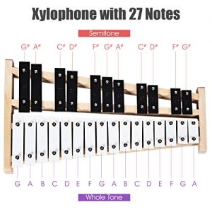 Glockenspiel Xylophone, Percussion Instrument with Wood Base and 27 Metal Keys - Image 7
