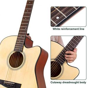 Acoustic Guitar Full Size 41 inch Spruce Cutaway Guitar Bundle - Image 8