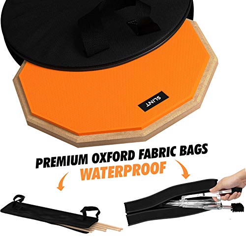 Practice Pad & Snare Stand Bundle - Drum Pad Double Sided with Drumsticks and Drum Stand for Four Inch Snare Drum With Two Different Surfaces for Drum Practice - Silent Drum Double Sided Practice Pad