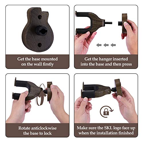 Guitar Hangers Black Walnut Hard Wood Wall Hook Holder Stand
