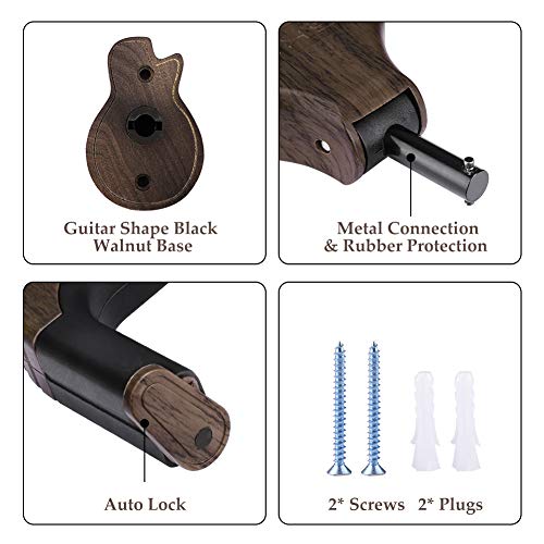 Guitar Hangers Black Walnut Hard Wood Wall Hook Holder Stand