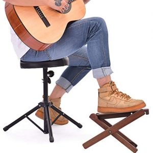 Guitar Playing Experience with our Black Walnut Wood Guitar Footstool - Image 2