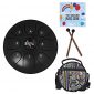 Mowind Steel Tongue Drum Tank Drum C Key 8 Notes 5.5 Inch Percussion Instrument with Drum Mallets Carry Bag Black