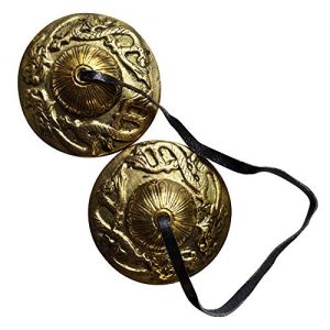 Tingsha Cymbals Tibetan Lucky Symbol Embossed Meditation Yoga Bell Chimes (Large, Dragon)