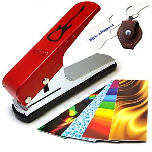 Pick-a-Palooza DIY Guitar Pick Punch with Leather Key Chain Pick Holder - Red