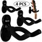 Guitar Wall Mount Hanger 4-Pack, Moodve Guitar-Shaped Metal Guitar Hook, Black Guitar Holder Stand For Bass Electric Acoustic Guitar Ukulele