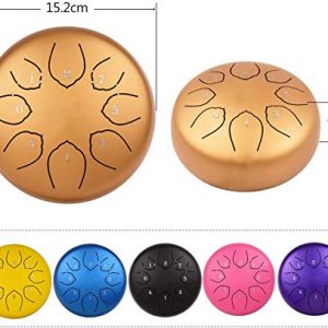 Metal Tongue Drum 6 inches eight Notes Percussion Instrument C-Key Handpan Drum with Bag - Image 4